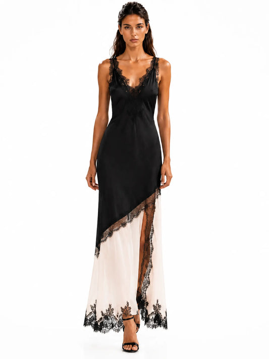 Nova Lace-Panelled Satin Maxi Dress
