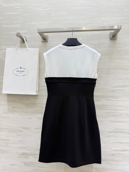 Prada 25 Tube Dress Black mix White Cotton