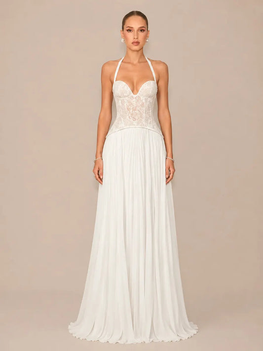 Kamila Ruched Halter-Neck Bodycon Maxi Dress