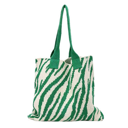 Crochet Tote Bag Shoulder Bag Striped Bag