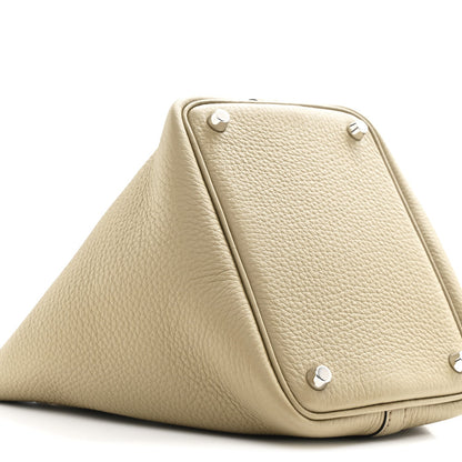 Taurillon Clemence Picotin Lock 18 PM Beige Marfa