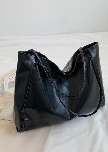 Spacious Faux Leather Tote With Glossy Finish