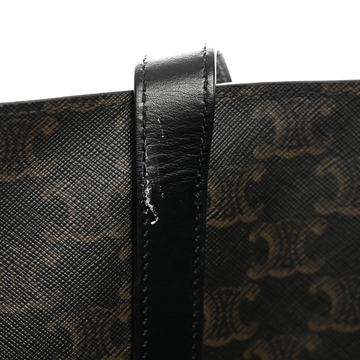 Triomphe Canvas Calfskin Wave Print Museum Bag Black