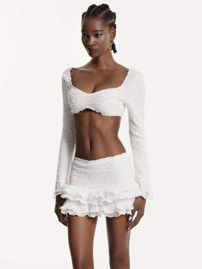 Anabella Long-Sleeved Ruffled Swimsuit Set