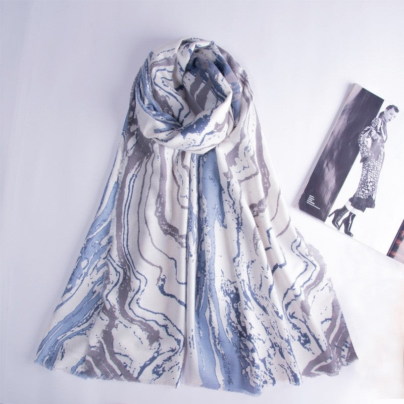 Leisure Marbled Printed Warm Scarf