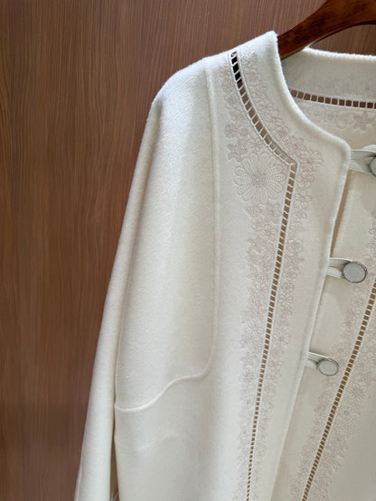 HM Couture Embroidered Cashmere  Long Coat