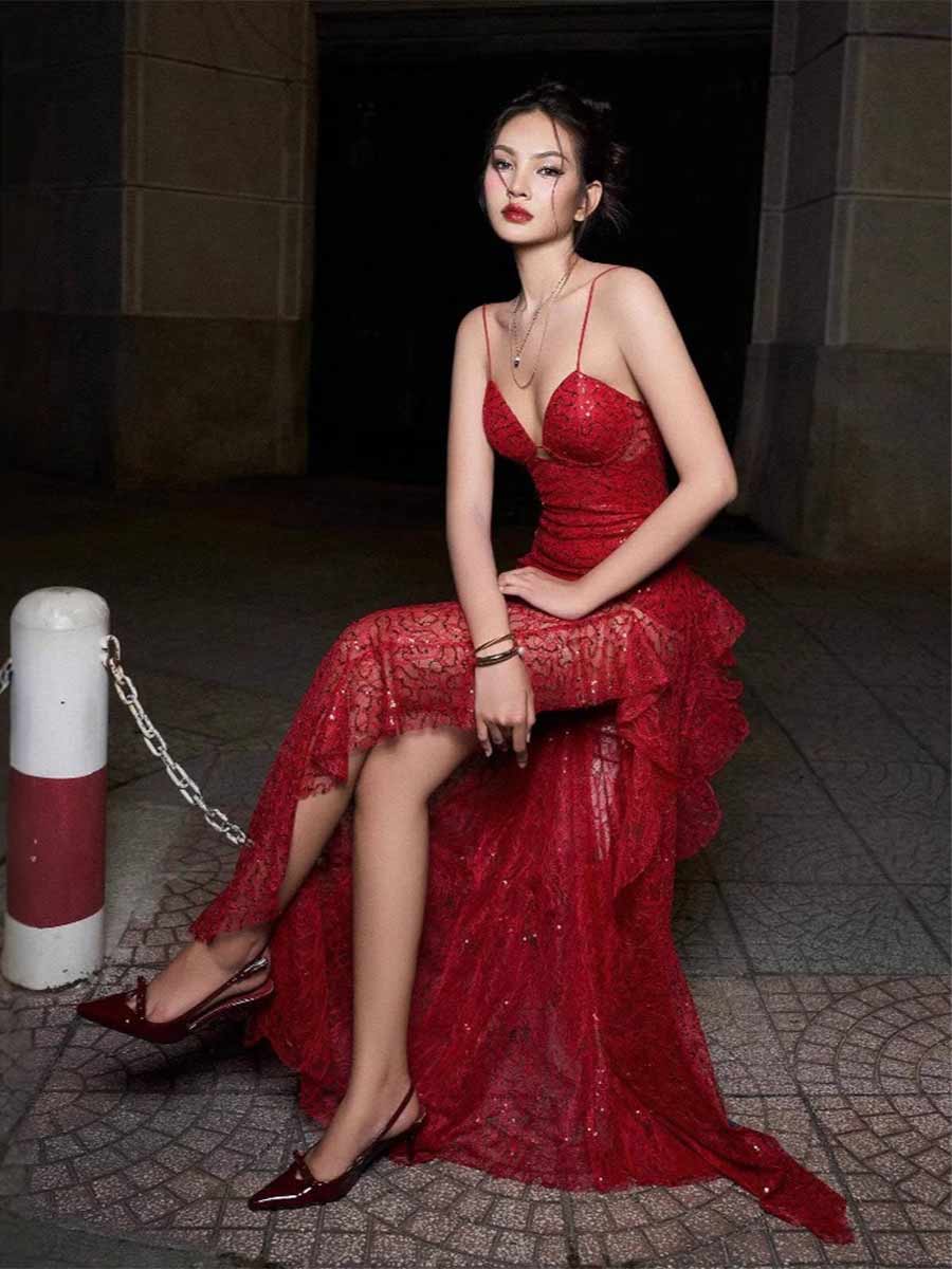Yara Perspective Sexy Suspender Maxi Dress