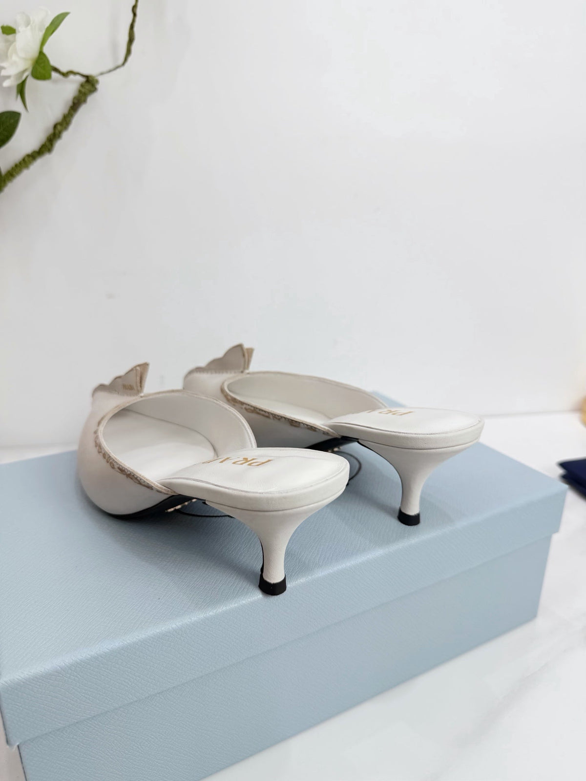 PRA 26SS High Heel Mule 55 Ivory Beige Cowhide 592409
