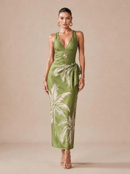 Victoria Printed Swimsuit Set In Green