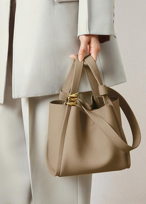 Bucket Tote Genuine Leather Elegant Contemporary Design