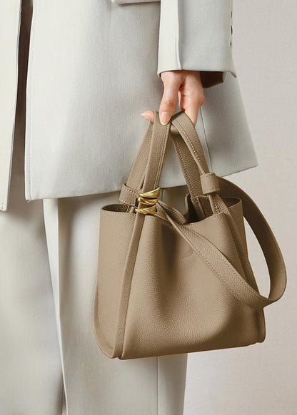 Bucket Tote Genuine Leather Elegant Contemporary Design