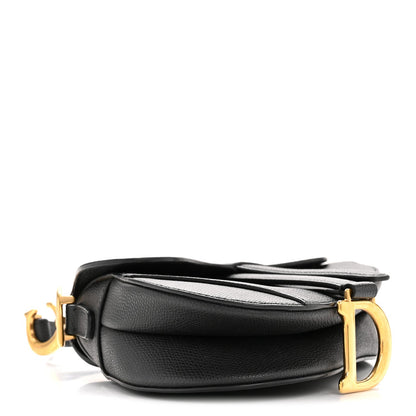 Grained Calfskin Mini Saddle Bag Black