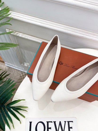 LP 26SS Ballet Flats White Snakeskin 587580