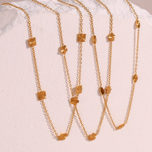 2+ Simple Flower Square Chain Necklaces