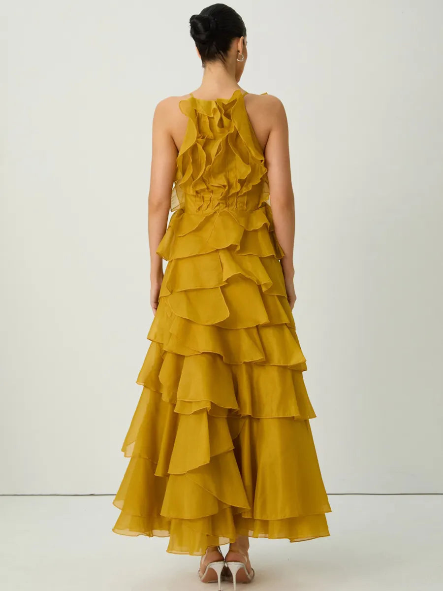 Luna Spaghetti Strap Tiered Ruffle Maxi Dress