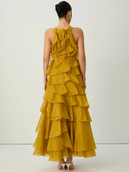 Luna Spaghetti Strap Tiered Ruffle Maxi Dress