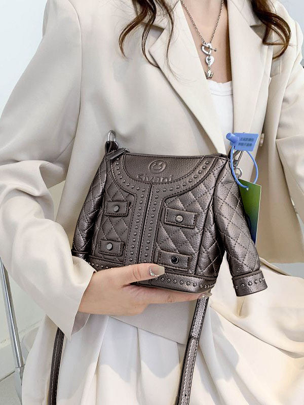 Geometric Rhine Stones Zipper Crossbody Bags