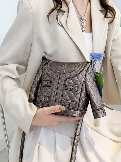 Geometric Rhine Stones Zipper Crossbody Bags