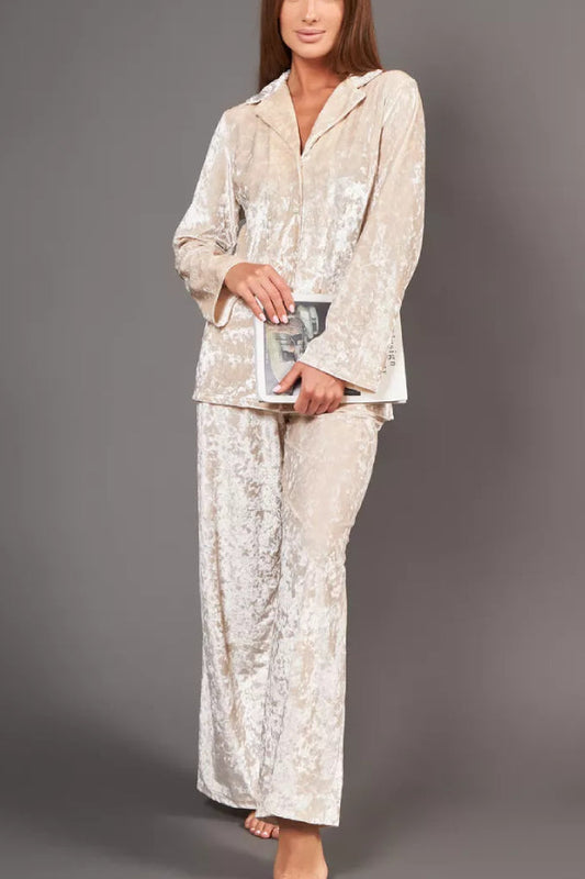 Velvet Home Service Long -sleeved Trousers Two -piece Suit