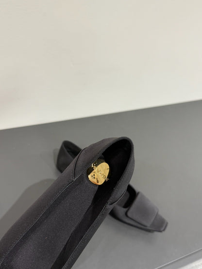 POPPY BALLET FLATS IN BLACK SILK