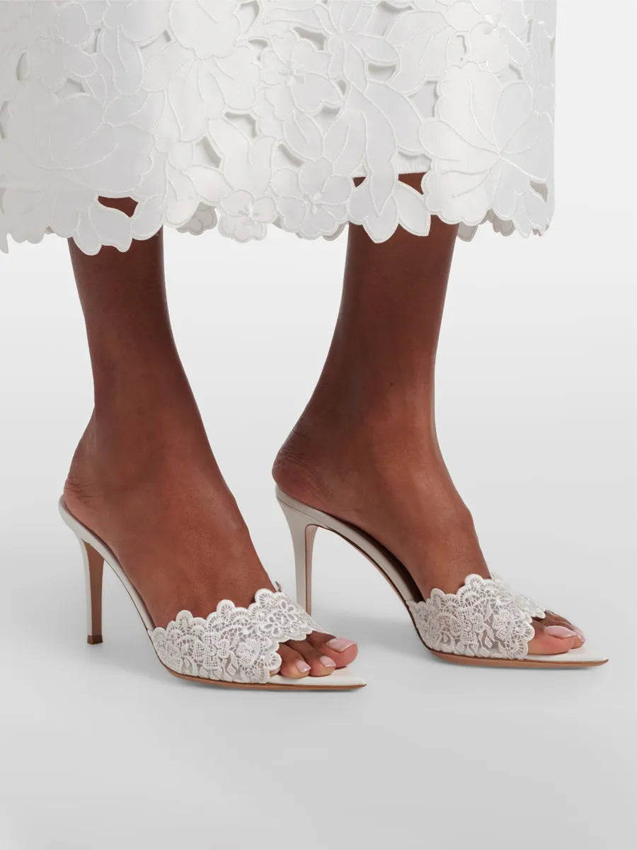 Pandora Lace High-Heel Slides