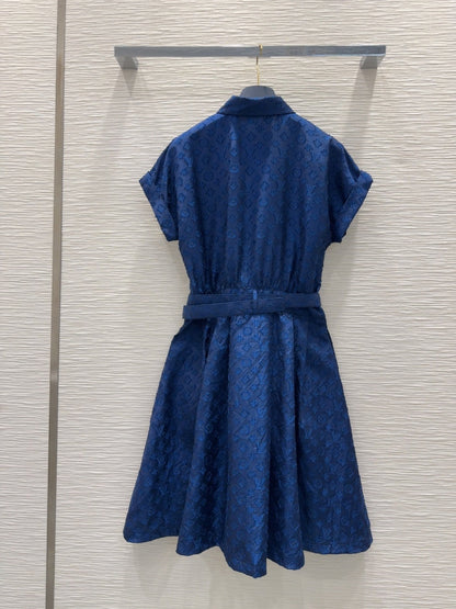 LV 25S Classic Stylish Dress Blue Polyester