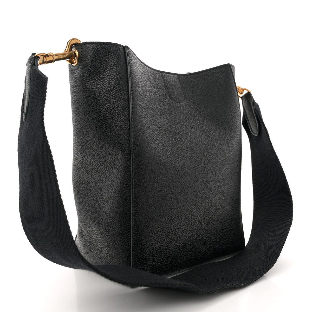 Soft Grained Calfskin Small Sangle Bucket Bag Black