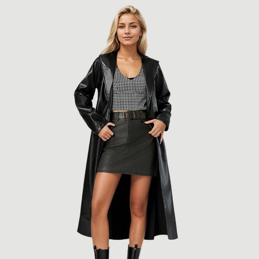 Long Anti Wrinkle Leather Jacket