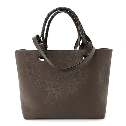 Grained Calfskin Small Anagram Tote Dark Taupe