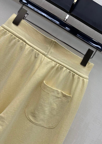 Miu Drawstring Webbing Pants Vanilla Tencel Cotton Fabric 350205