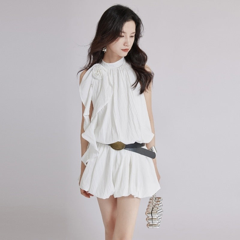 White Halter Neck Dress