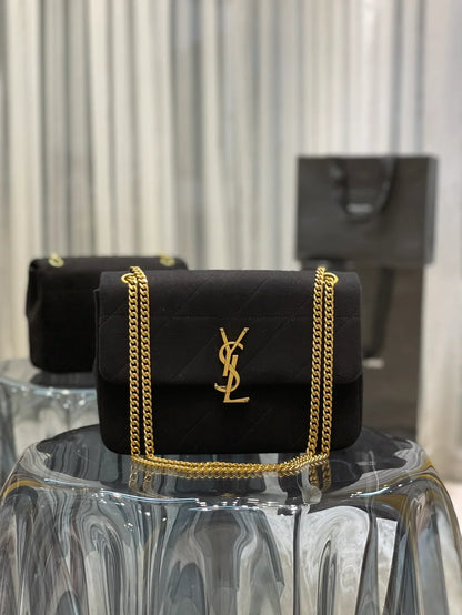 YSL Jamie Medium Chain Bag Black Carré Rive Gauche 24×15.5×6.5cm