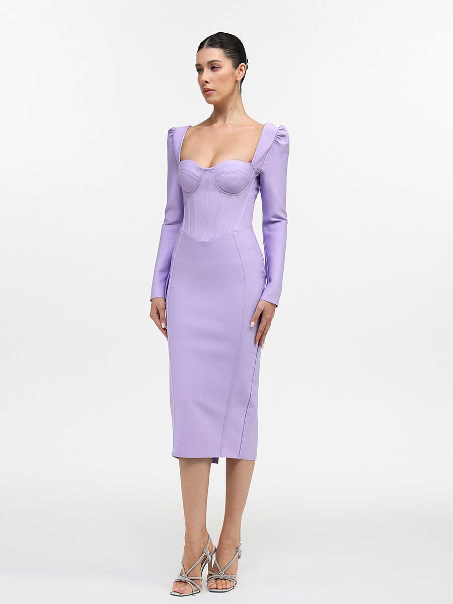 Isadora Bandage Midi Dress In Purple