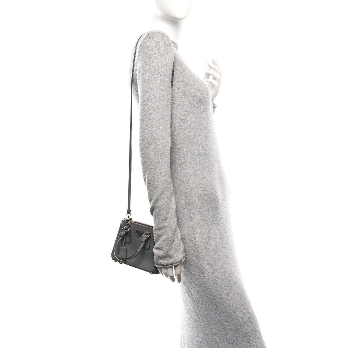 Saffiano Micro Galleria Double Zip Tote Marmo