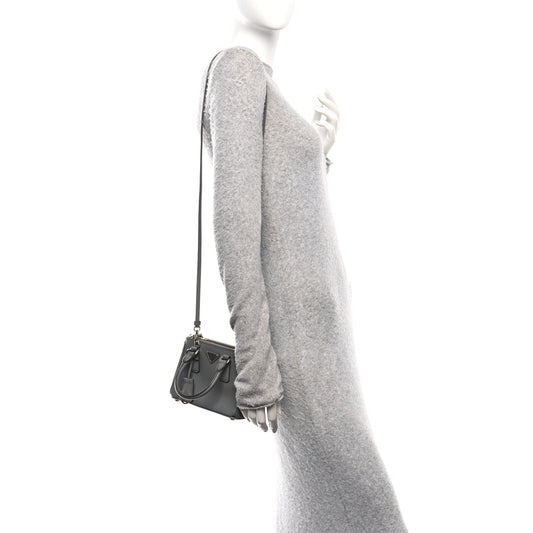 Saffiano Micro Galleria Double Zip Tote Marmo