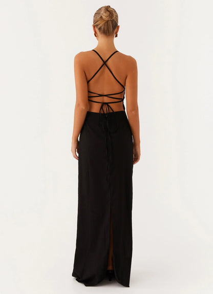 Cora Backless Maxi Dress - Black