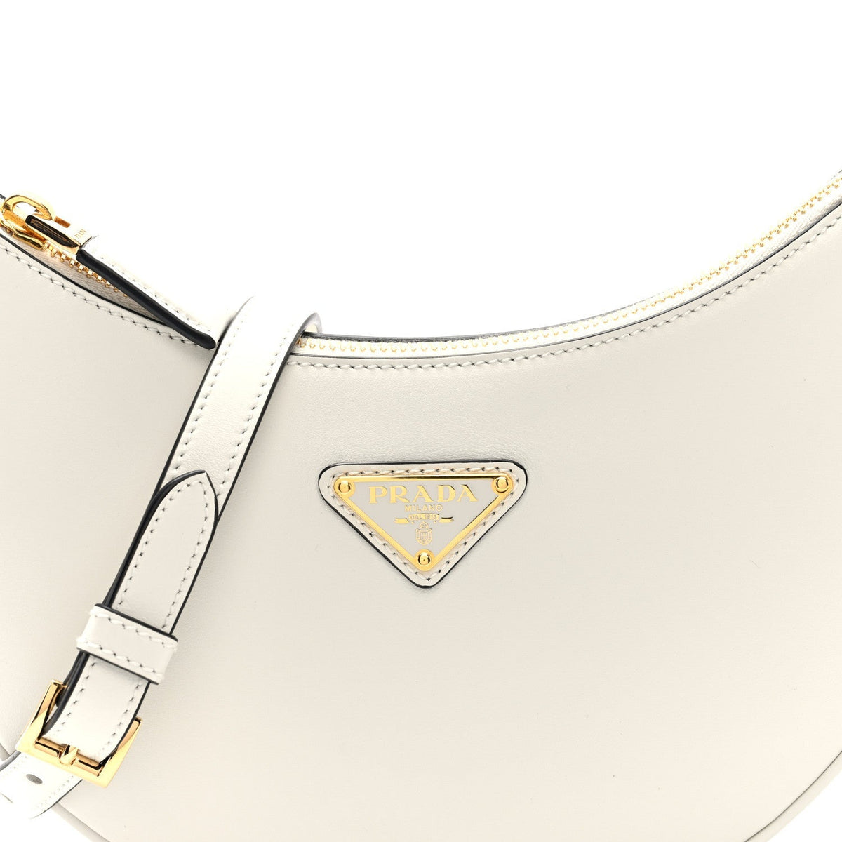 Soft Calfskin Arque Shoulder Bag White