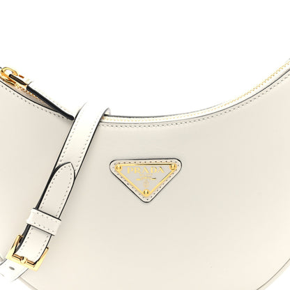 Soft Calfskin Arque Shoulder Bag White