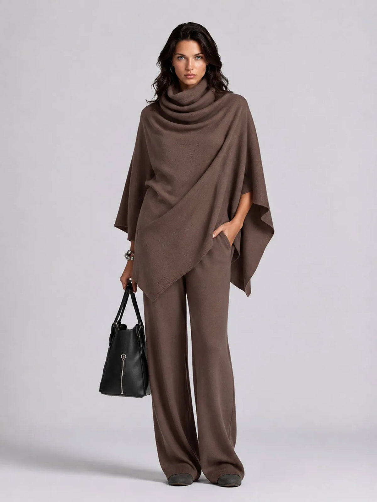 Samantha Cape-style Top and Wide-leg Trousers Set