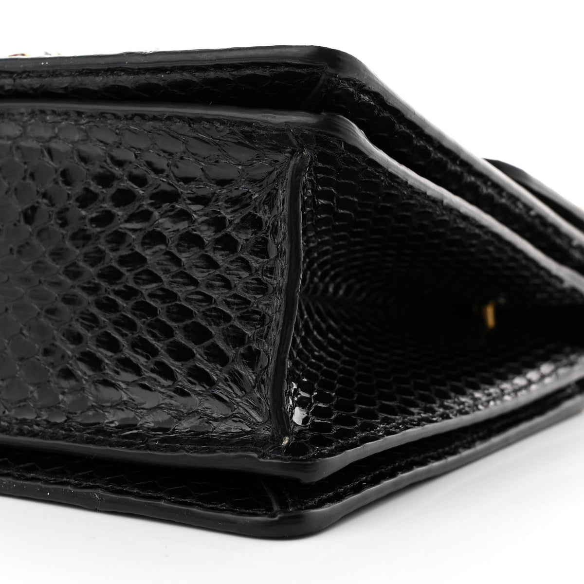Snakeskin Sylvie Web Small Queen Margaret Top Handle Bag Black