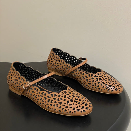 HM 26S Meli Ballet Flats Brown in Cowhide 593799