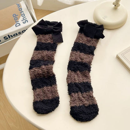 Rufia - Colorful Striped Bowknot Toweling Socks
