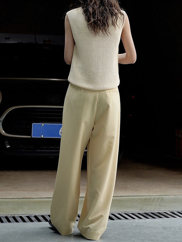 Loose Wide Leg Solid Color Casual Pants Bottoms Trousers