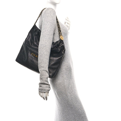Shiny Caviar Quilted Chanel 22 Black