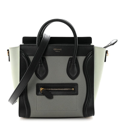 Baby Grained Calfskin Nano Tri-Color Luggage Zinc Almond