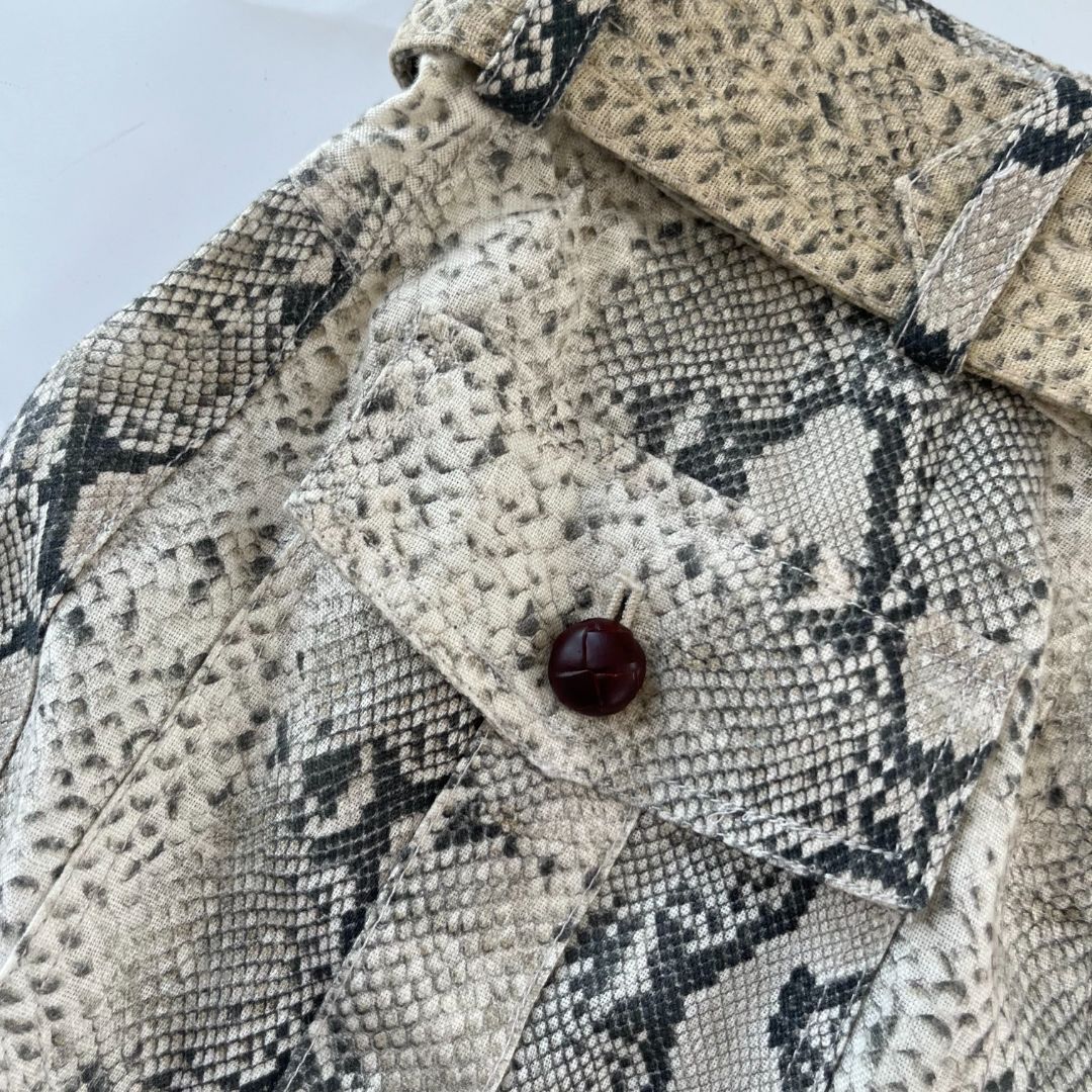 Zimmermann beige snakeskin print belted linen shorts