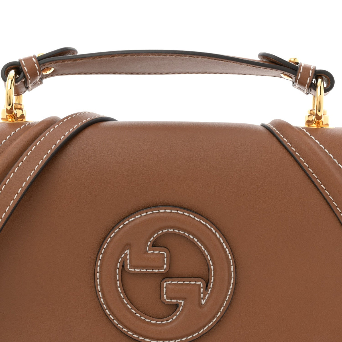 Roxy Calfskin Medium Blondie Top Handle Bag Brown