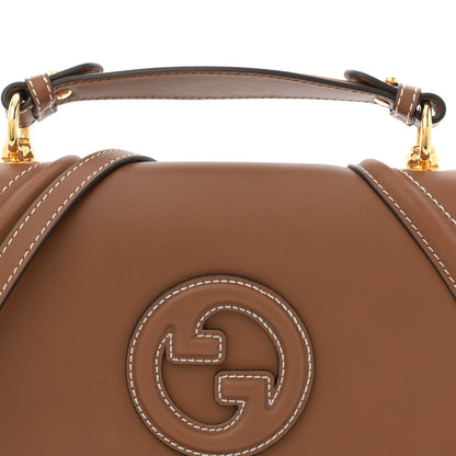 Roxy Calfskin Medium Blondie Top Handle Bag Brown