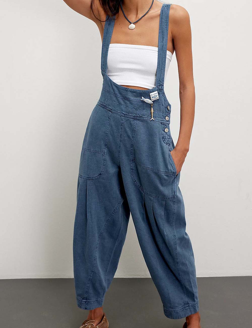 Trendy Loose Barrel Leg Adjustable Strap Overalls
