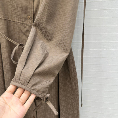 Hm Trench Coat H Dark Pattern Brown Cotton